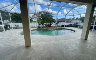 Pool deck concrete resurfacing stone pattern