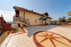 stamped concrete compass pattern