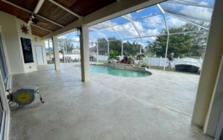 large pool deck patio finished in Pacific Stone decorative concrete