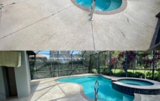 pool deck concrete resurfacing in beach sand large stone pattern stamped concrete