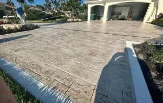 Decorative stamped driveway with unique brick texture