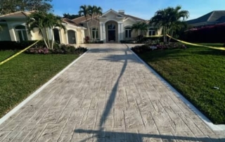 Stamped concrete with modern geometric design
