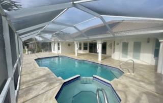 wide view decorative concrete coating pool deck