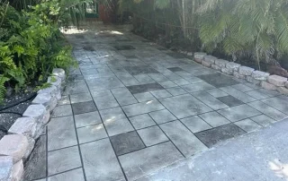 decorative stamped concrete walkway