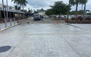 geometric design stamped concrete driveway
