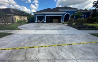 gray driveway concrete stain overlay