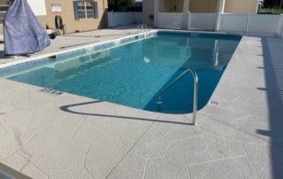 newly renovated concrete pool deck