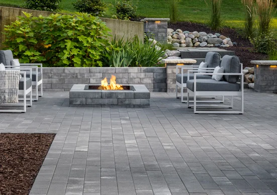 backyard fire concrete paver