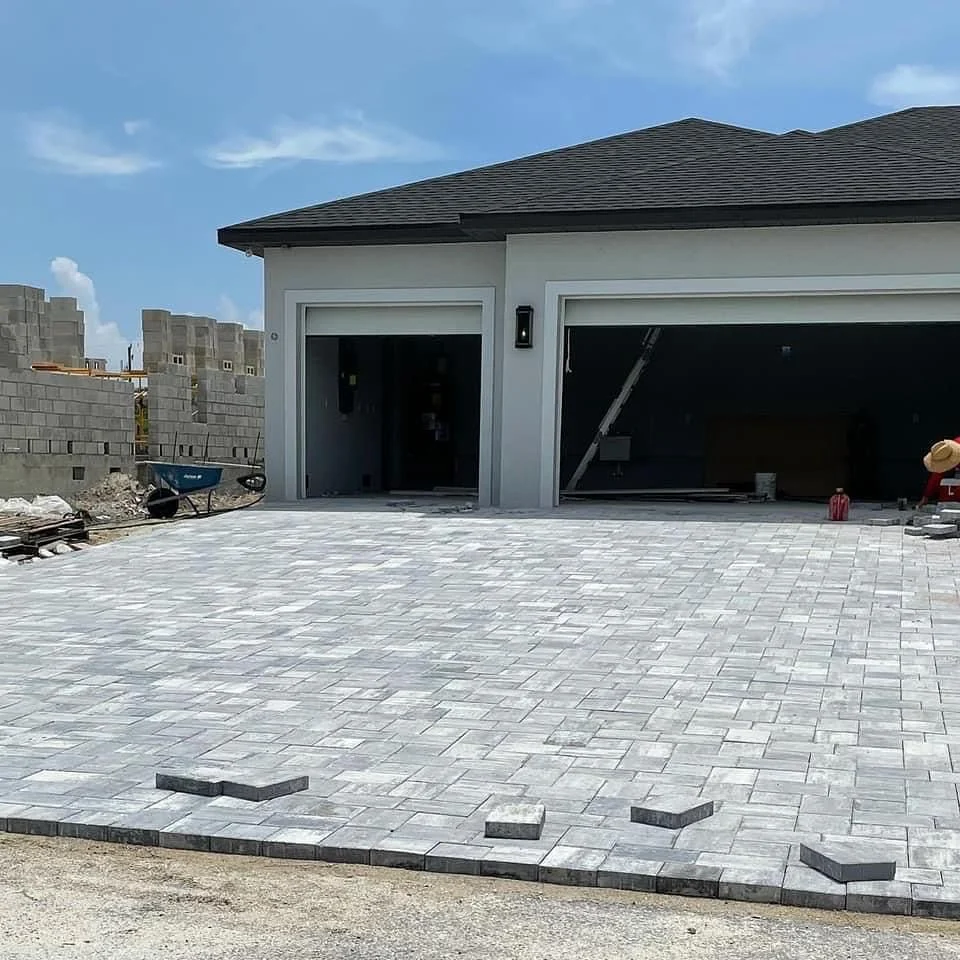 driveway paver under construction