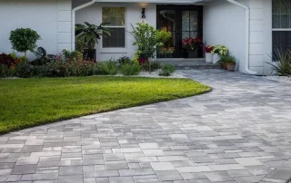 grey paver walkway