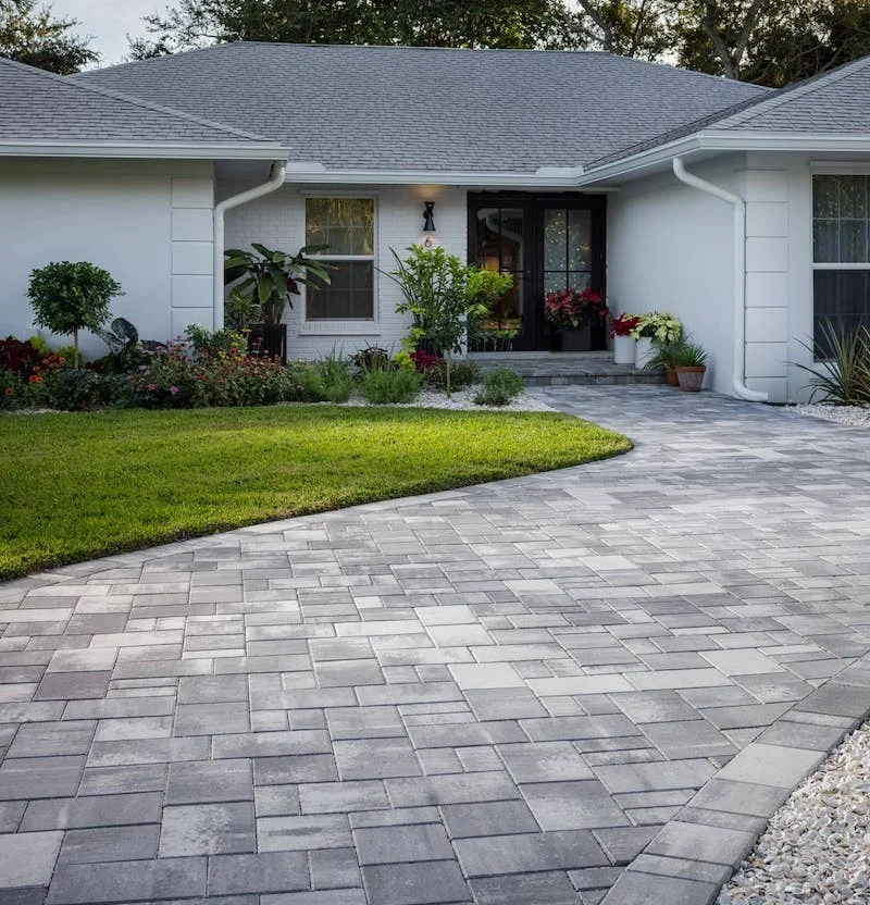 grey paver walkway