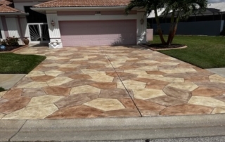 multi color flagstone driveway concrete