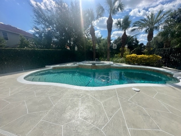 pool deck resurfacing in French gray
