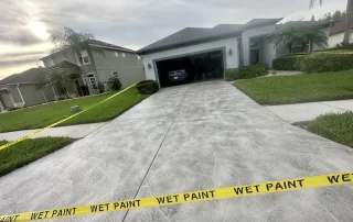 almost finished concrete driveway resurfacing