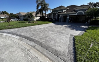 gray concrete stamped driveway