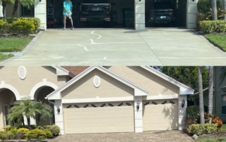Before and after comparison driveway concrete resurfacing