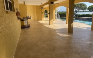 Elegant Covered Patio Area With Decorative Concrete Floor