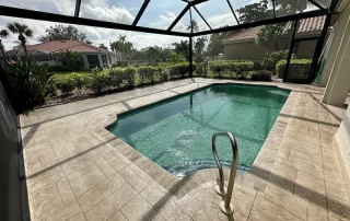 Pool Deck After Resurfacing With Stamped Concrete