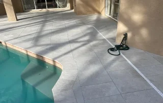 Modern Porcelain Pavers Enhancing Outdoor Pool Area