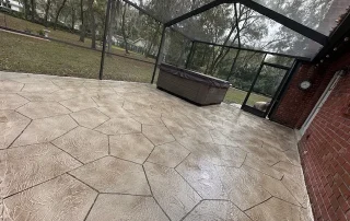 Screen Enclosed Patio with Pacific Stone Decorative Concrete