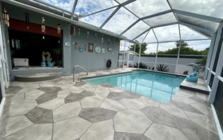 Enclosed Pool Area Geometric Concrete Design