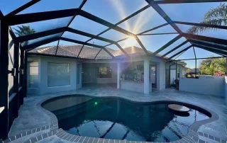 Enclosed Pool Oasis Sunset Glow