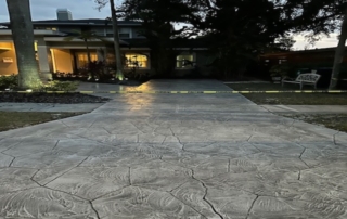 Evening Stamped Concrete Driveway Pathway