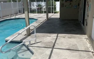 covered pool deck area