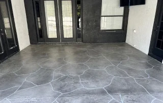 grey stamped concrete patio