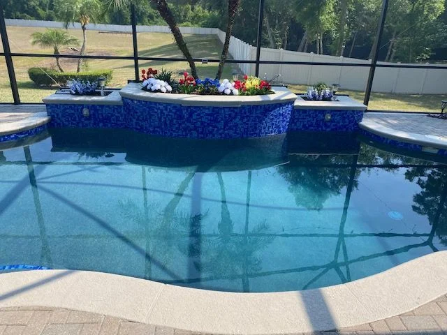 modern poolside patio resurfacing
