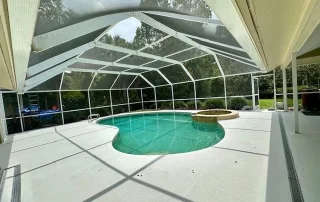 screened pool area resurfaced