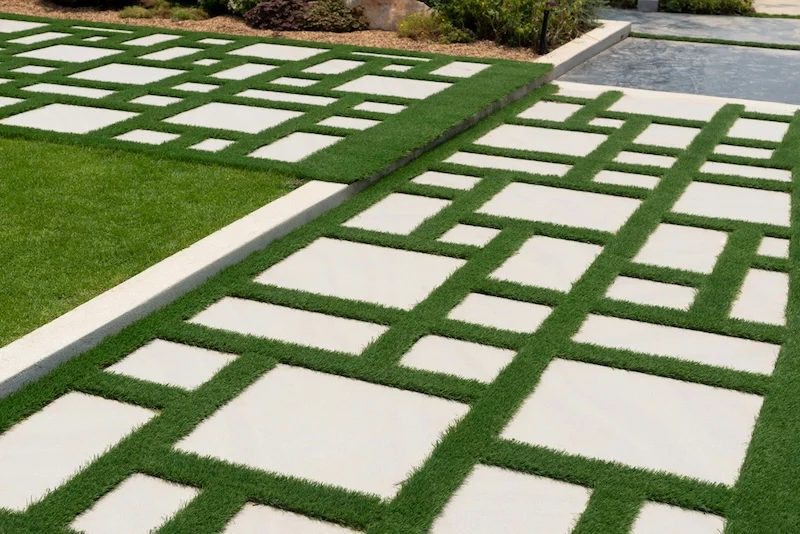 Concrete Pavers with Grass